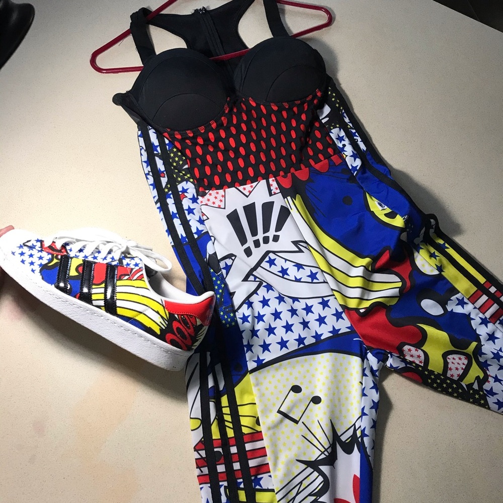 Adidas superstar jump suit with shoes